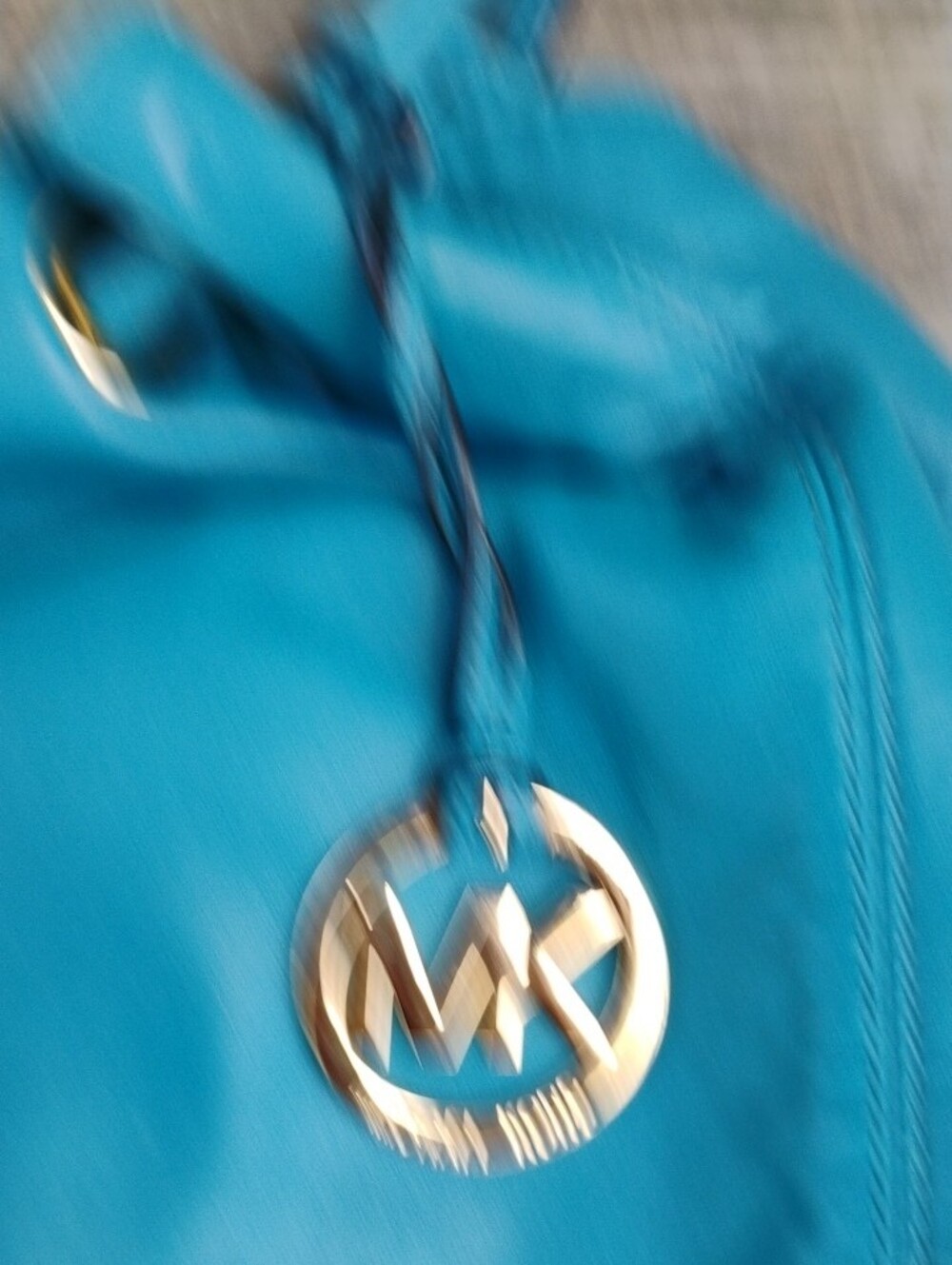 Michael Kors Teal  Leather Shoulder Bag With Tassel On The Back Free Shipping - Picture 4 of 10